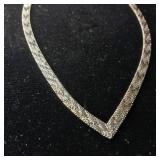 Sterling Silver Chevron, V shape Riccio chain, Italian Weave necklace