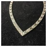 Sterling Silver Chevron, V shape Riccio chain, Italian Weave necklace