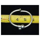 32.91g .925 Mexico - Stamped (JD-02) Sterling Silver Hinged cuff bracelet with large overlapping "knob" detail.