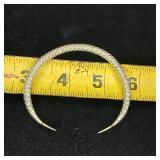 24.63g Sterling silver cuff bracelet. Solid one piece spiral texture design.