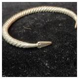 24.63g Sterling silver cuff bracelet. Solid one piece spiral texture design.