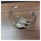 20.49g (including stones/inlay). Extreme Checkerboard Turquoise Inlay Zuni/ Navajo Native American Jewelry Silver Bracelet. .925 stamped PE.