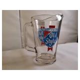 Vintage 9 inch Heavy Glass Old Style Beer Pitcher
