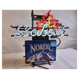 Vintage Labatt Blue beer neon sign featuring a maple leaf and a "Nordic" graphic - works