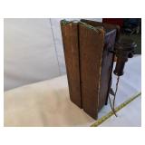 Antique Western Electric oak cased wall-mounted crank telephone, commonly used in the early 20th century