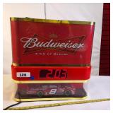 Budweiser Dale Earnhardt Jr. Racing Showcase Clock, which is a collectible light-up advertising display featuring a #8 car model.