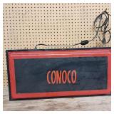 Vintage Conoco illuminated sign - WORKS - Approx. 25inches. Two-Sided design - Top hanging loops