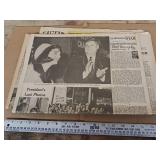 November 22, 1963, edition of The Minneapolis Star newspaper featuring the assassination of President John F. Kennedy.