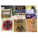 Large lot of vintage vinyl records featuring various artists and genres from the mid-20th century