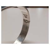 Vintage Taxco Mexico sterling silver crushed blue stone inlay - Hinged cuff bracelet with a geometric or Aztec design.