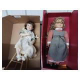 Large Collection of vintage porcelain dolls, including limited editions from makers like Ashton Drake Galleries and Seymour Mann
