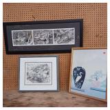 Carl Brenders "Canadian Lynx Triptych" and two other prints
