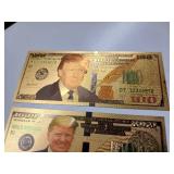 Commemorative Donald Trump - 24K gold foil - $100 & $1000 Novelty - Collectible "Trump Bucks" or "Gold Trump Notes."