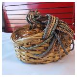 Vintage-style, rustic woven wood basket