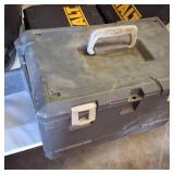 Large Lot of durable tool boxes and carrying cases, prominently featuring the DEWALT brand.