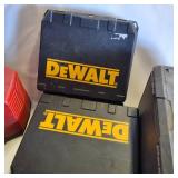 Large Lot of durable tool boxes and carrying cases, prominently featuring the DEWALT brand.
