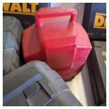 Large Lot of durable tool boxes and carrying cases, prominently featuring the DEWALT brand.