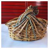 Vintage-style, rustic woven wood basket