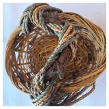 Vintage-style, rustic woven wood basket