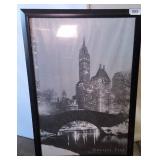 Framed art print of the Gapstow Bridge in Central Park, New York City, titled "Central Park 1961"