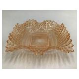 Vintage Amber Pressed Glass Diamond Quilted Dish