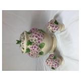 Vintage Ceramic Floral Cookie Jar Set (3‑Piece)