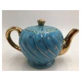 Vintage Turquoise & Gold Ceramic Teapot