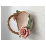 Vintage ceramic basket with rose accents