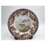 Spode Woodland Stream "Roach" Dinner Plate – Brown Transferware Fish & Floral Design
