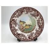 Spode Woodland Stream "Rudd" Dinner Plate – Brown Transferware Fish & Floral Design