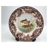 Spode Woodland Stream "Tench" Dinner Plate – Brown Transferware Fish & Floral Design