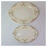 Pair of Vintage Cotswold China Oval Serving Platters – Floral Sprig & Gold Trim Design