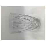 Vintage Crystal Cut Glass Vase – Diamond & Fan Pattern, Tapered Cylinder Design