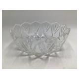 Vintage Crystal Cut Glass Bowl – Scalloped Rim with Diamond Fan Pattern