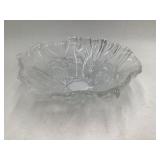 Vintage Crystal Art Glass Bowl – Hibiscus Flower Design, Scalloped Petal Rim
