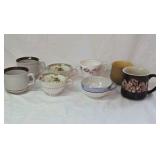 Vintage Teacups & Mugs – Mismatched Floral, Brown Rim & Tree Designs