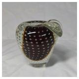 Vintage Art Glass Strawberry Paperweight – Bubble Inclusion & Clear Encased