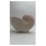 Vintage Ceramic Nautilus Shell Vase – Ridged Design with FF Mark