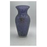 Vintage Cobalt Blue Glass Vase – Etched Floral Scroll Design, Michael Weems Collection