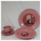 Vintage 1994 Fiesta Looney Tunes Porky Pig Rose Pink Set - That