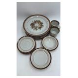 Vintage Monterey Stoneware "Brown" Floral Pattern Set by M.I. Japan