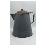 Vintage Gray Enameled Coffee Pot Percolator