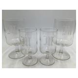 Vintage Etched Monogram "M" Goblet Set