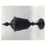 Vintage Black Glass Covered Compote Dish