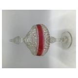 Vintage Ruby Red and Clear Glass Covered Candy Dish Compote