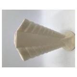 Vintage Cream Ceramic Fan Vase Ribbed Hourglass Form Scalloped Rim