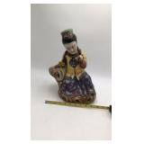 Vintage Chinese Porcelain Figurine Girl Riding Carp Incense Burner Crackle Glaze