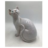 Vintage White Ceramic Siamese Cat Figurine Blue Eyes Looking Up #533 Italy