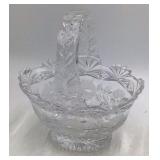 Crystal Basket Hand Cut Floral Design Made in Poland