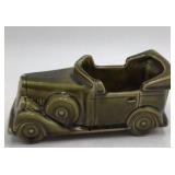Vintage Floralaine USA Green Ceramic Model T Car Planter #532 Gold Accents